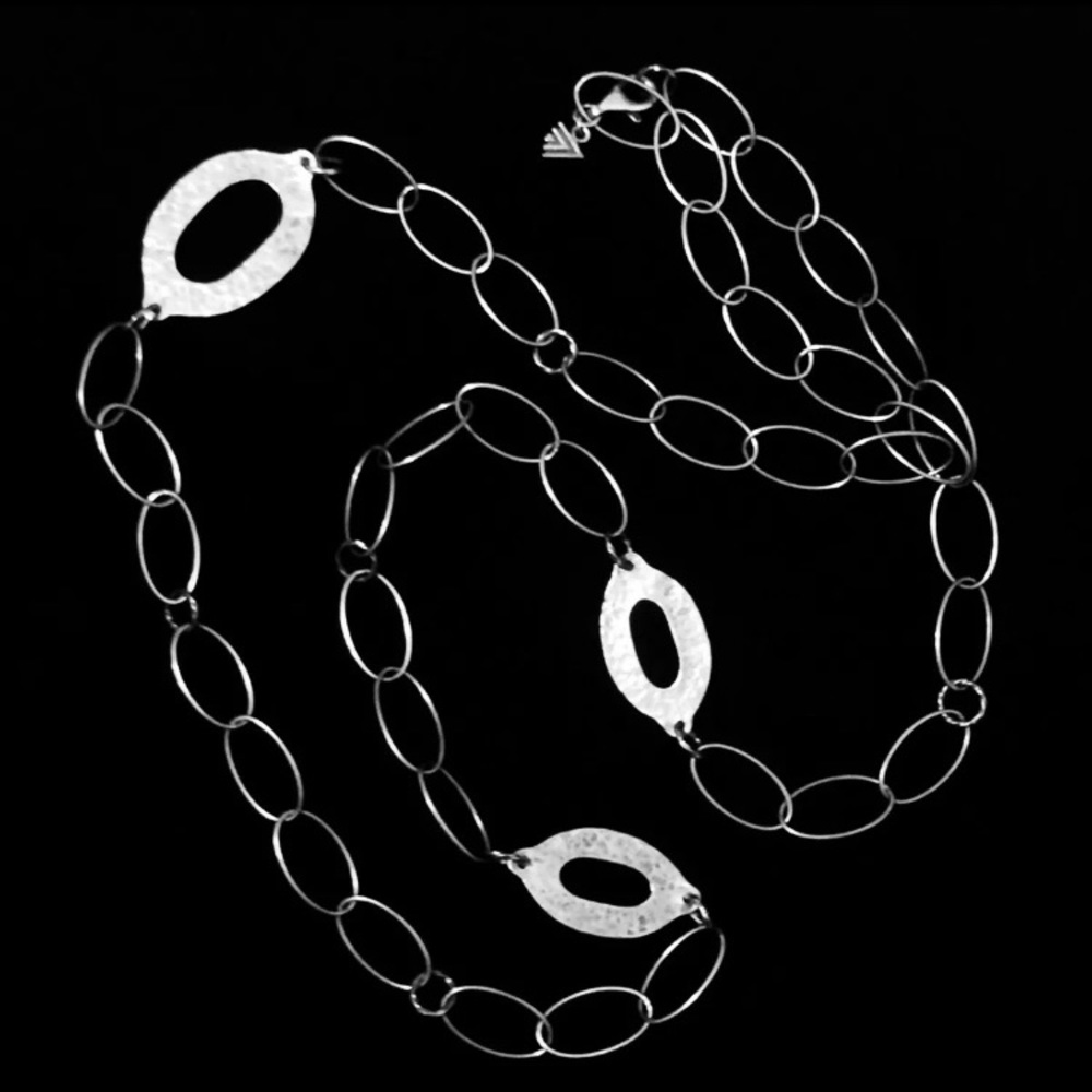 SILPADA .925 Sterling Silver Hammered oval Links Necklace 34”